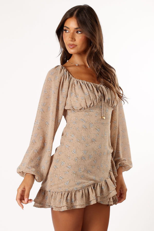 Petal and Pup USA DRESSES Ollive Long Sleeve Dress - Taupe