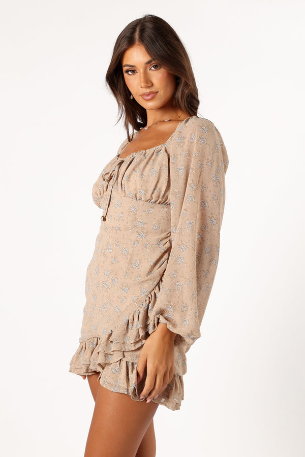 Petal and Pup USA DRESSES Ollive Long Sleeve Dress - Taupe