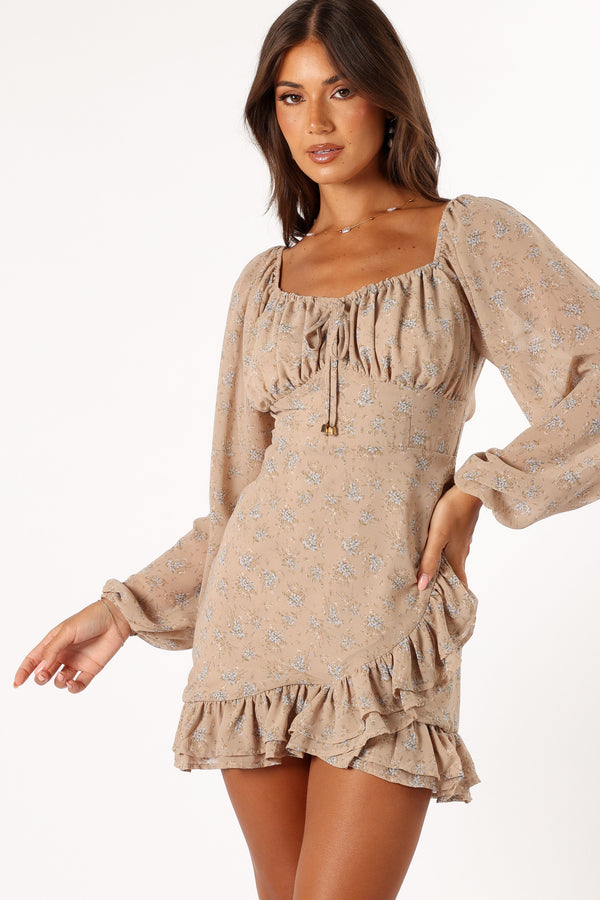 Petal and Pup USA DRESSES Ollive Long Sleeve Dress - Taupe