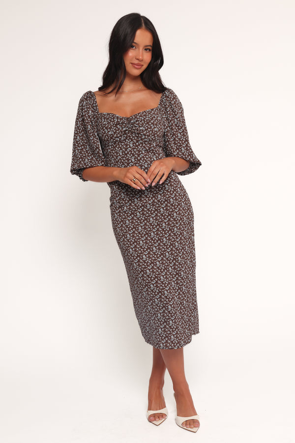 chinese dress ladies Keziah Long Sleeve Maxi Dress - Burgundy Floral