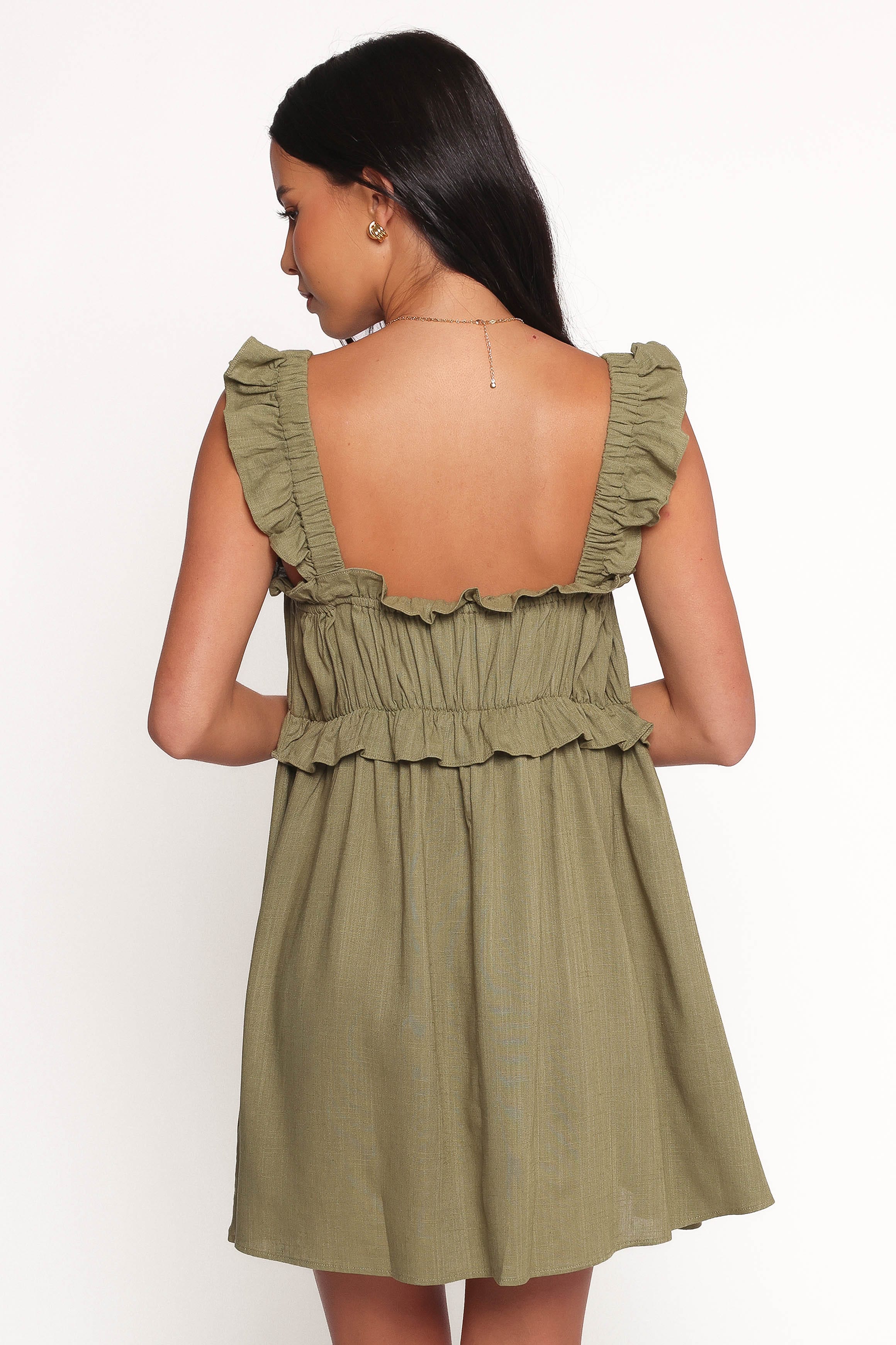 Petal and Pup USA DRESSES Orion Frill Strap Mini Dress - Olive