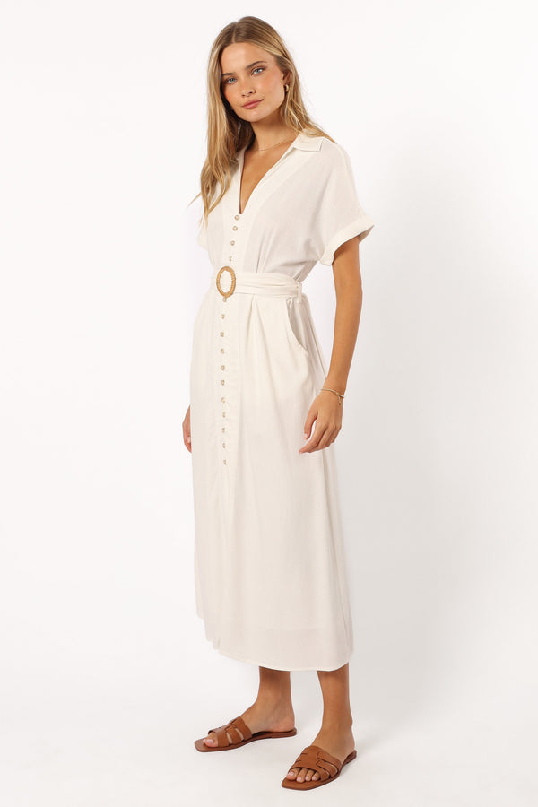 Petal and Pup USA DRESSES Orla Short Sleeve Midi Dress - Ivory