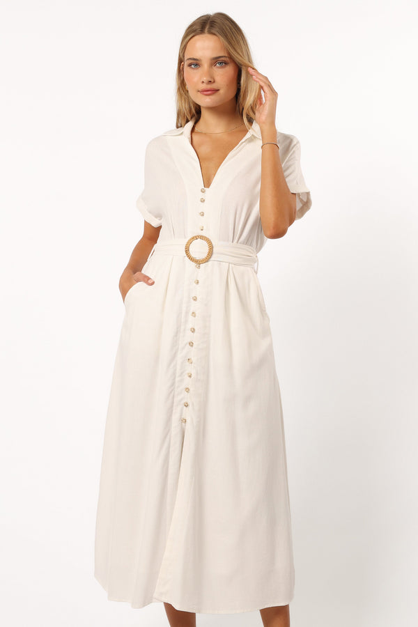 Petal and Pup USA DRESSES Orla Short Sleeve Midi Dress - Ivory