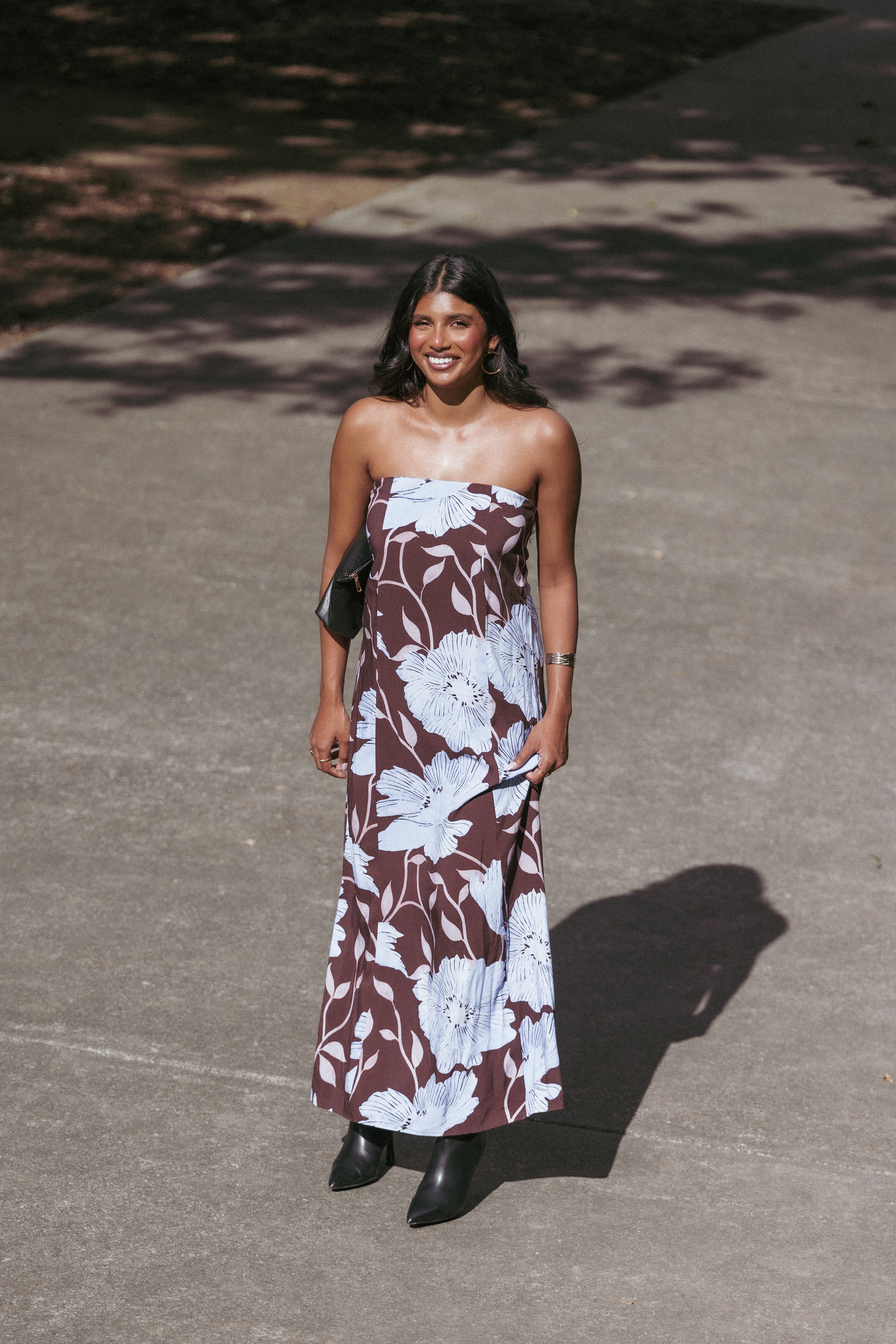 Petal and Pup USA DRESSES Ottavia Strapless Maxi Dress - Blue Poppies