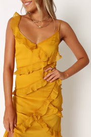 Petal and Pup USA DRESSES Palmer Ruffle Midi Dress - Marigold