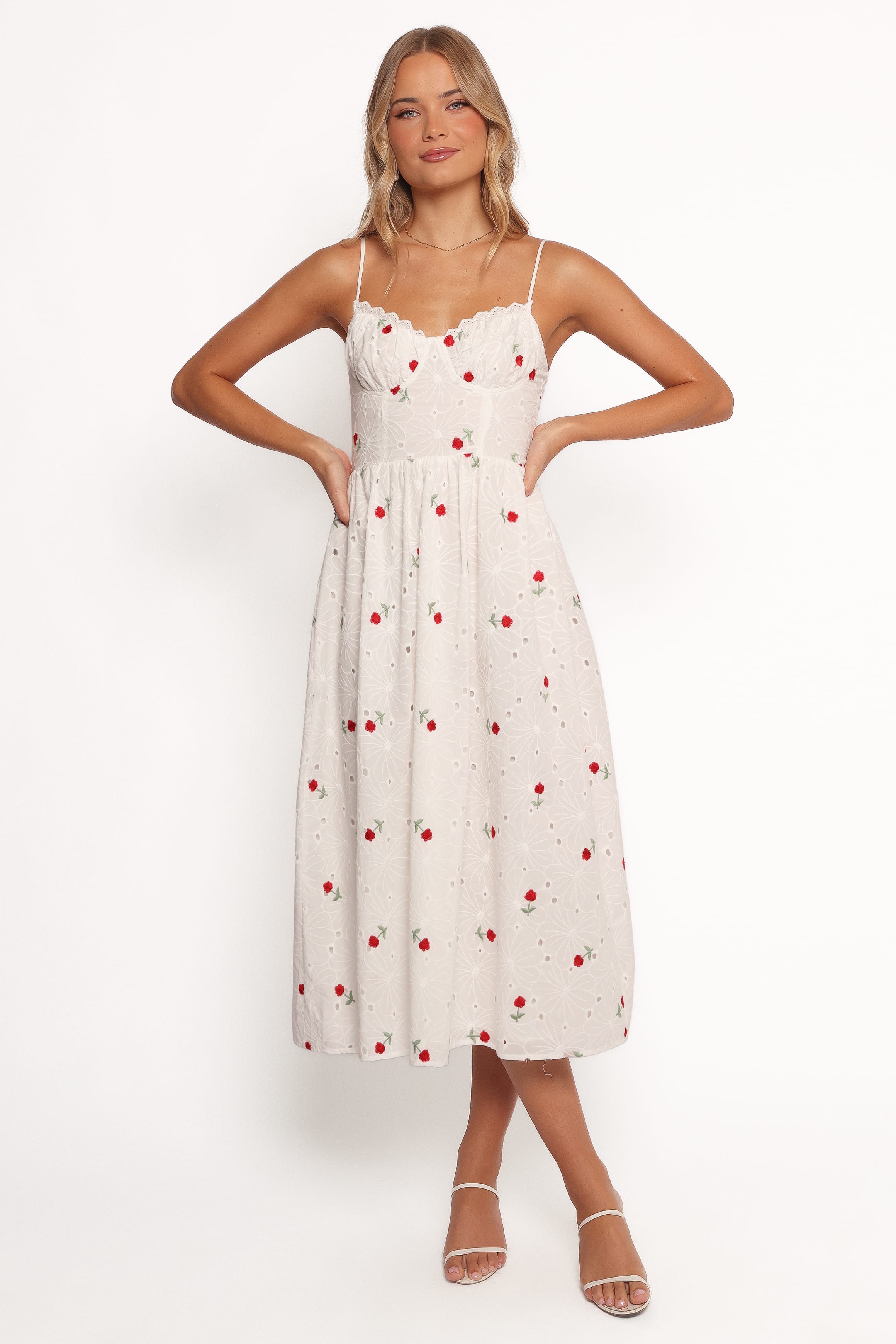 Petal and Pup USA DRESSES Paloma Maxi Dress - White Red Floral (Hold for Rack)