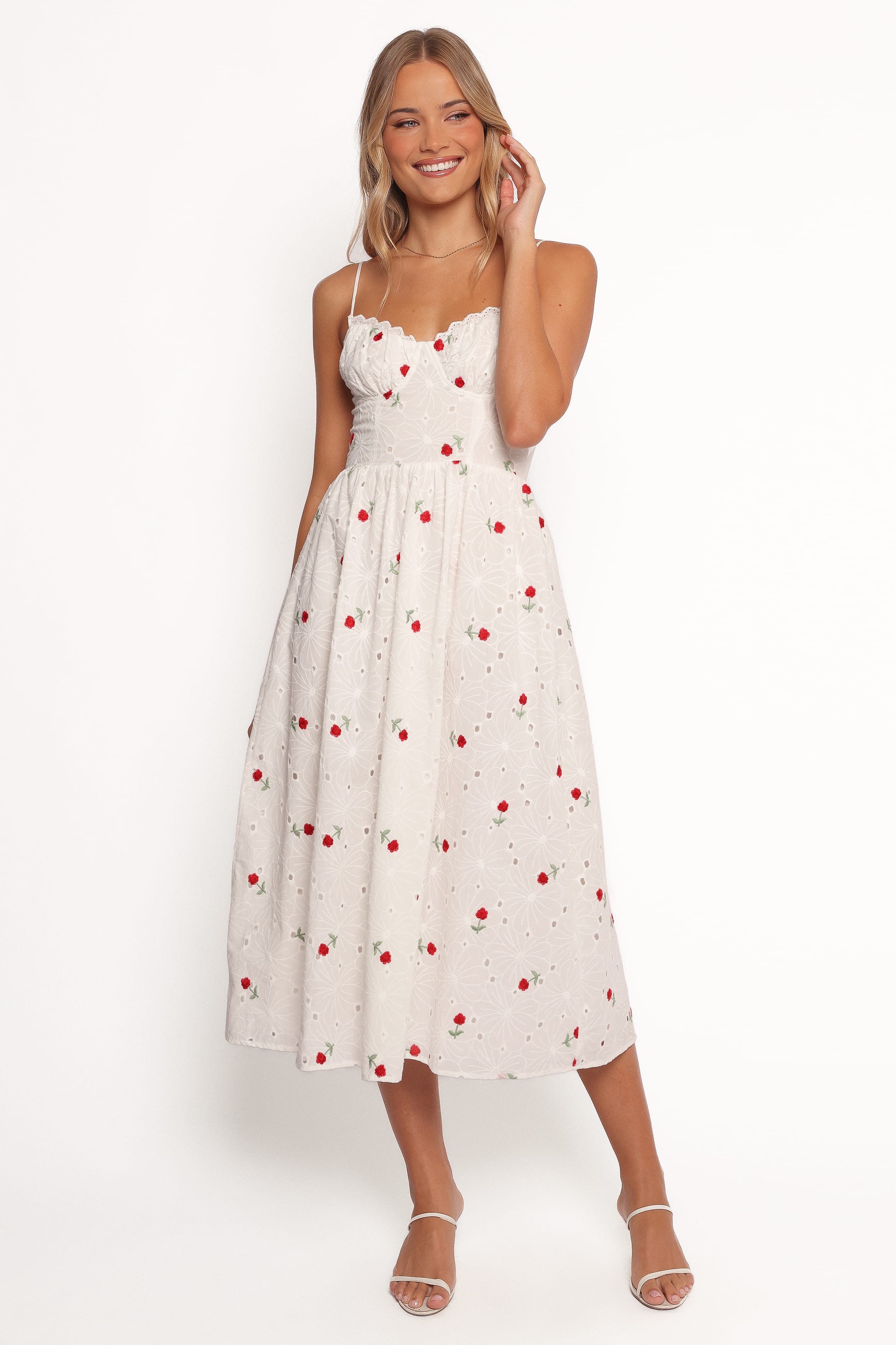 Petal and Pup USA DRESSES Paloma Maxi Dress - White Red Floral (Hold for Rack)