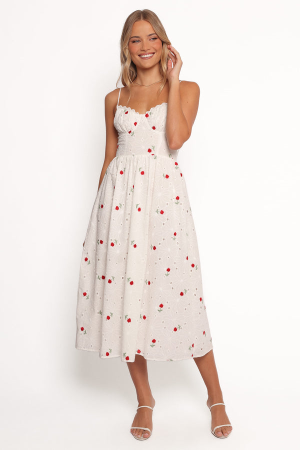 Petal and Pup USA DRESSES Paloma Maxi Dress - White Red Floral (Hold for Rack)