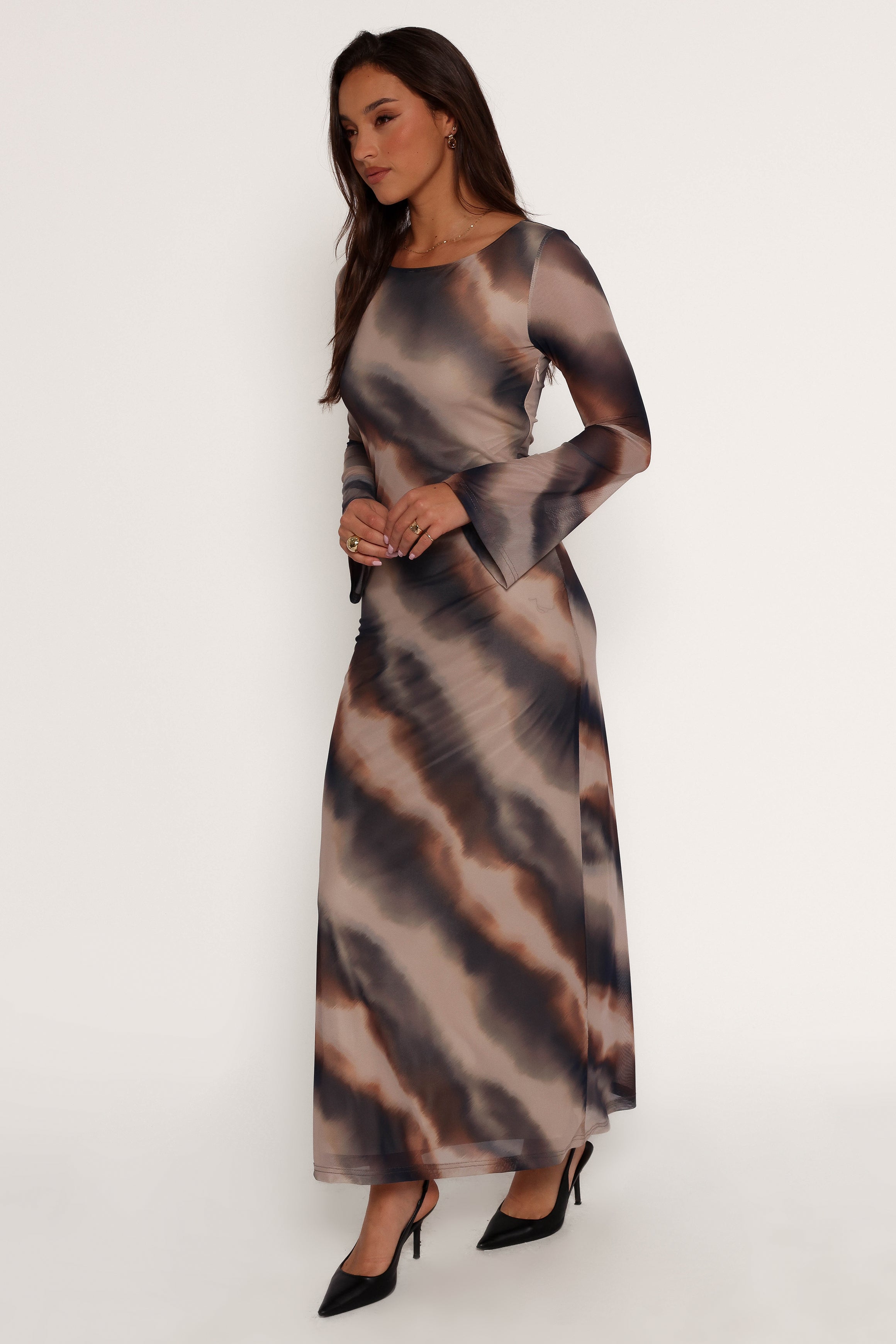 Petal and Pup USA DRESSES Pandora Long Sleeve Maxi Dress - Ombre Stripe