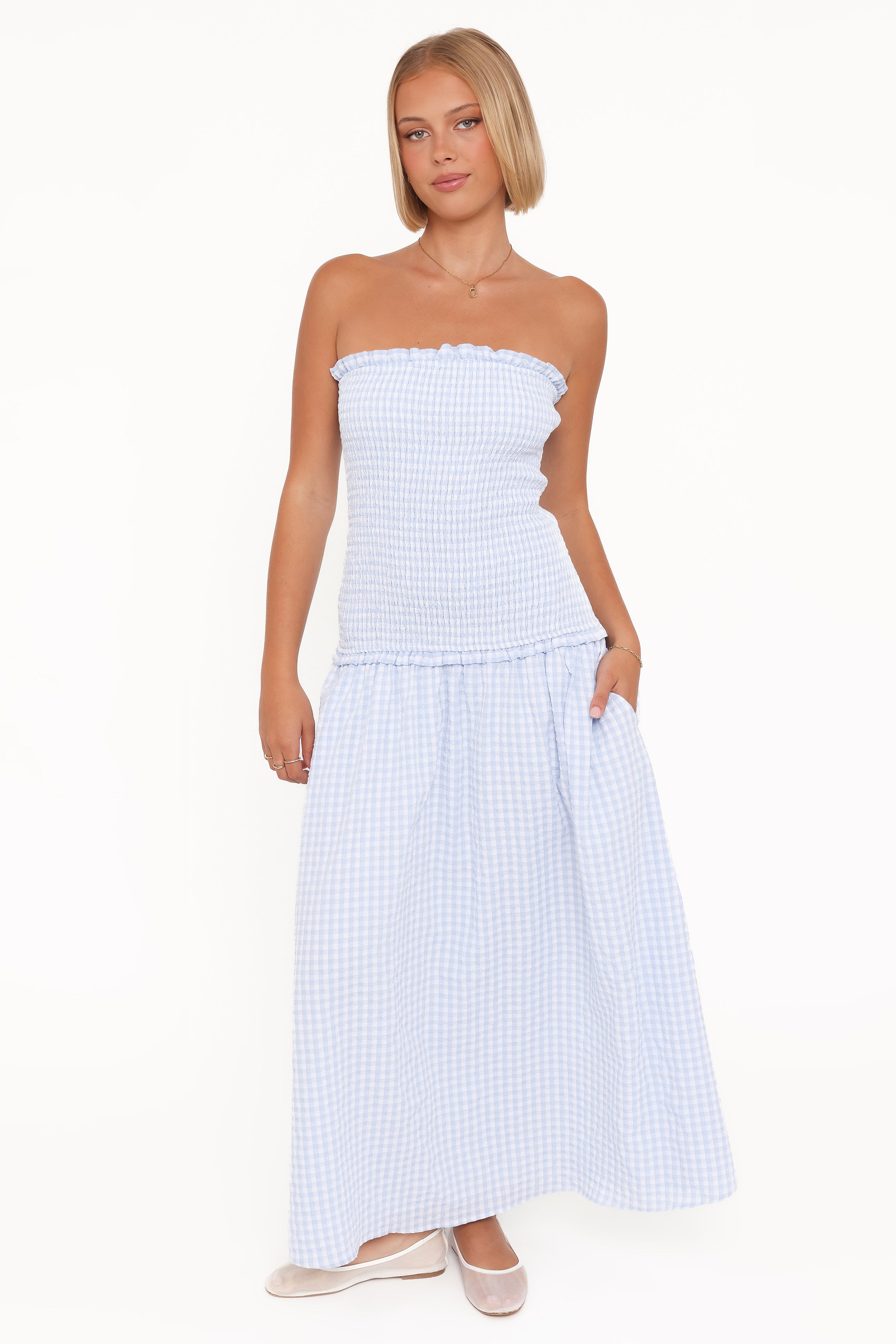 Petal and Pup USA DRESSES Parkway Maxi Dress - Blue Gingham
