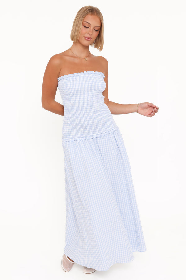 Petal and Pup USA DRESSES Parkway Maxi Dress - Blue Gingham