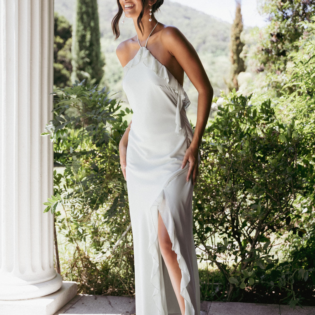 sachin and babi light blue dress Sage Backless Mini Dress White / 26W main image 1