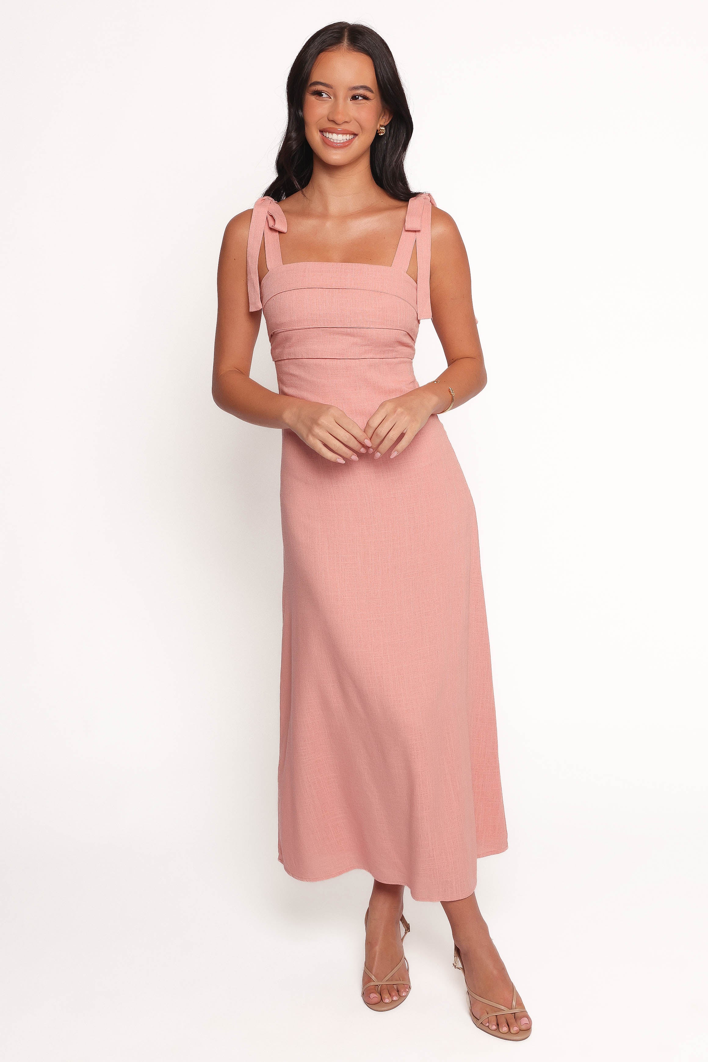 Patterson Tie Shoulder Midi Dress - Blush | Petal & Pup USA Patterson Tie Shoulder Midi Dress - Blush | Petal & Pup USA