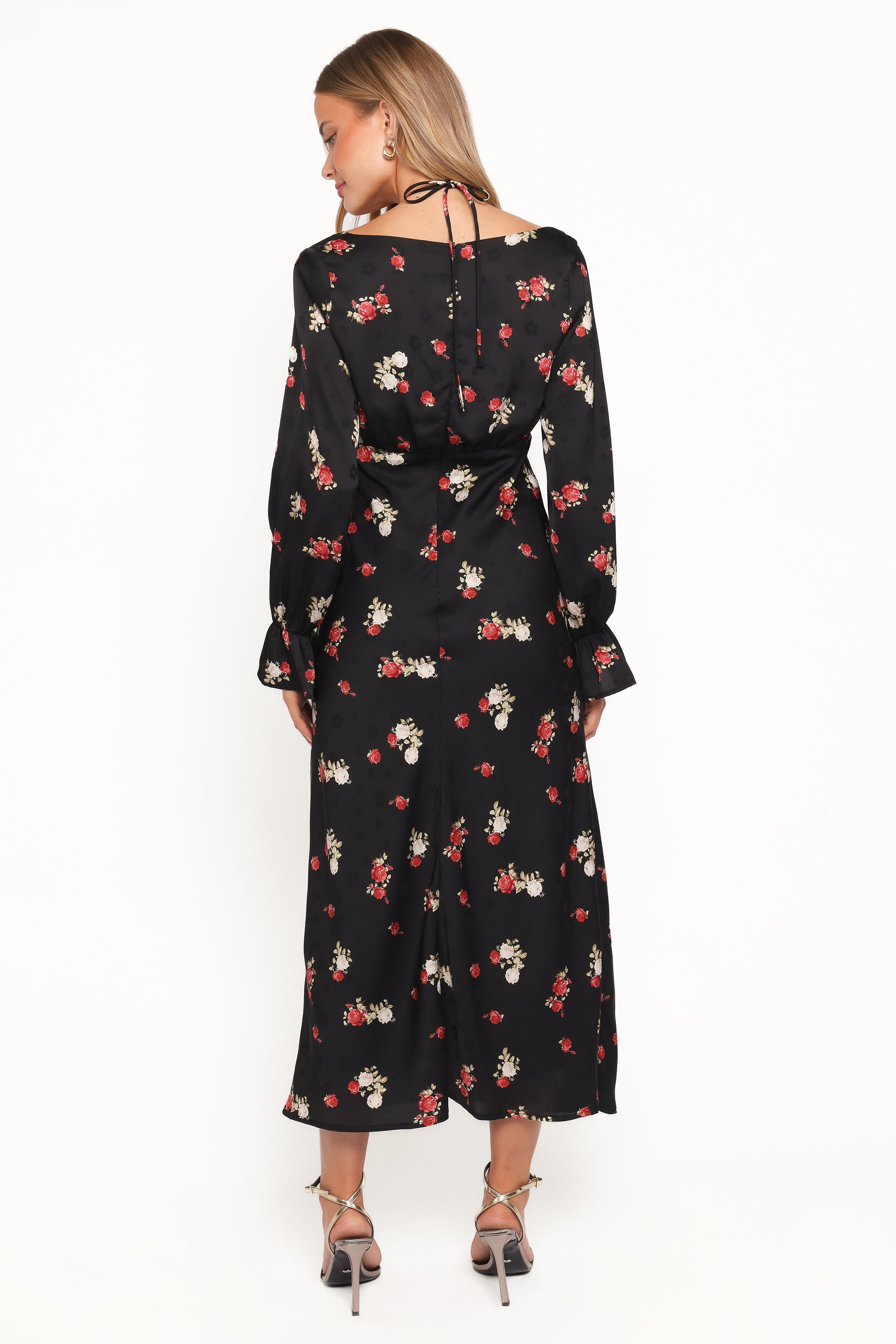 Petal and Pup USA DRESSES Pauline Long Sleeve Maxi Dress - Black Floral