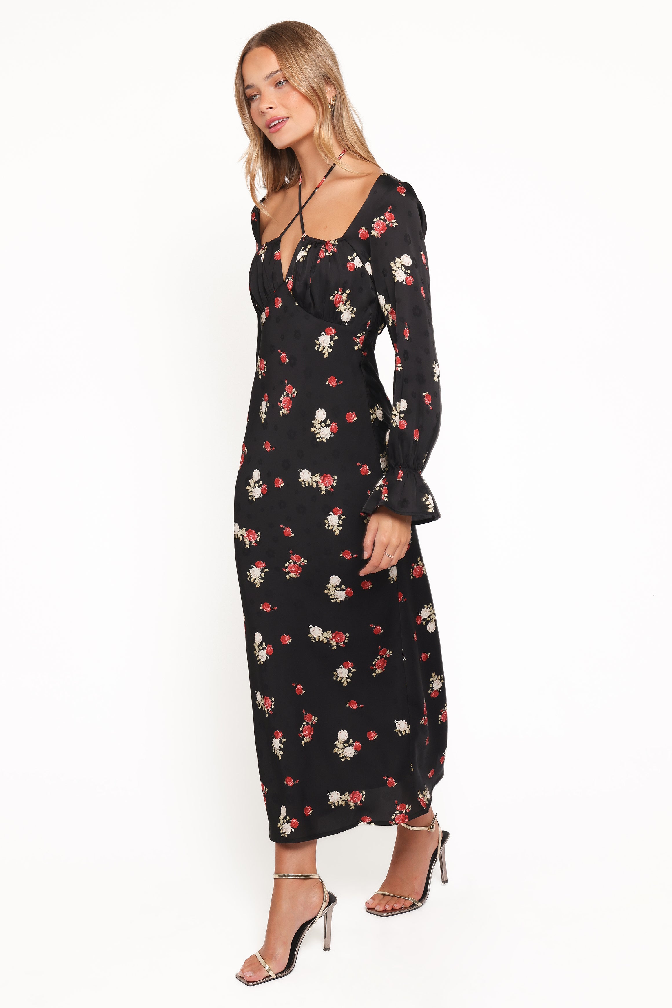 Petal and Pup USA DRESSES Pauline Long Sleeve Maxi Dress - Black Floral