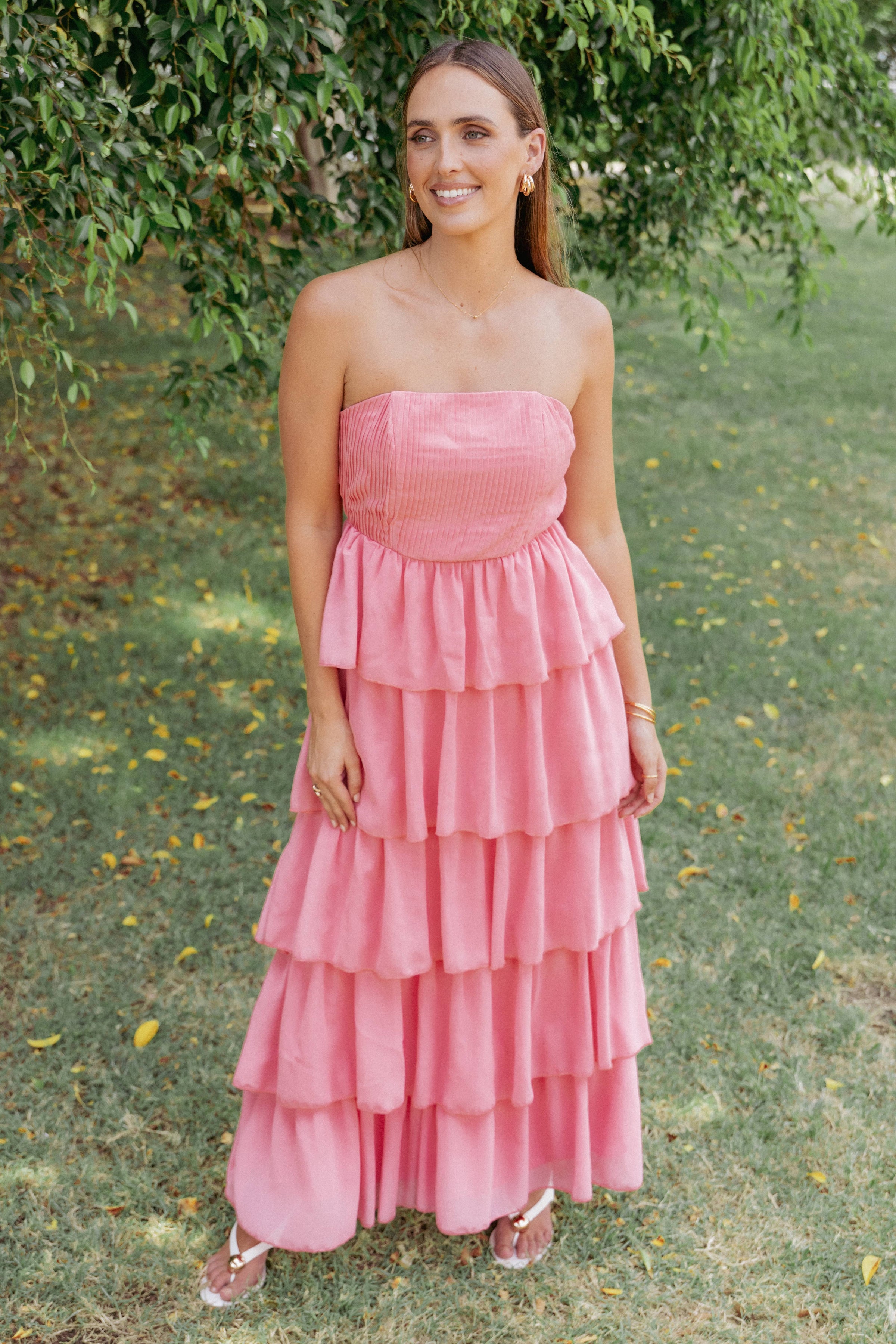 Peachester Strapless Maxi Dress - Coral Peachester Strapless Maxi Dress - Coral