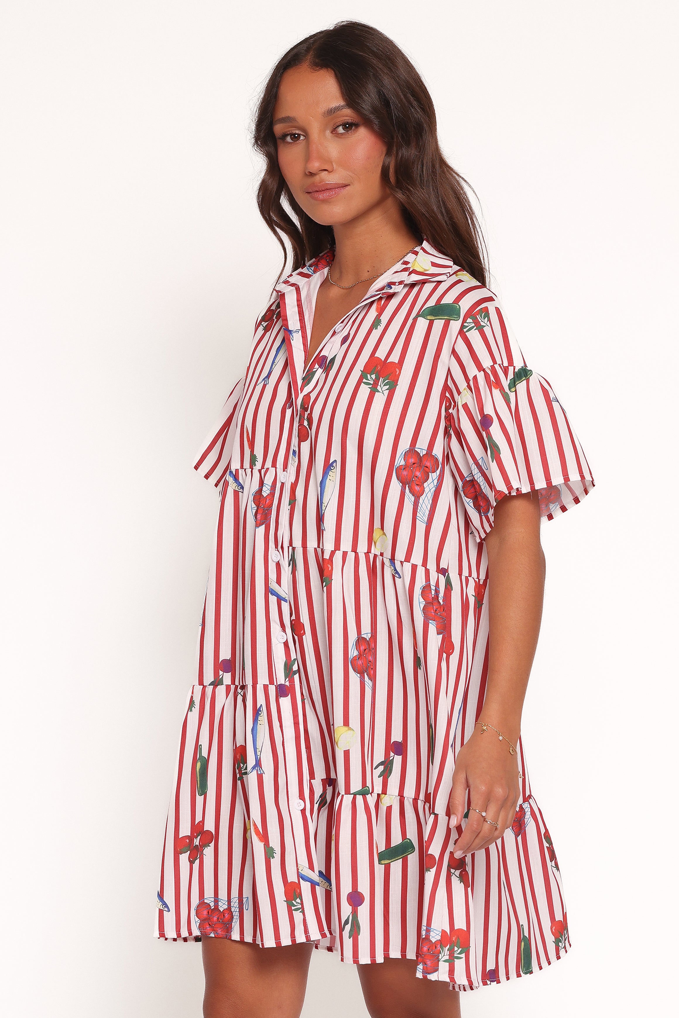 Petal and Pup USA DRESSES Peachy Mini Dress - Red Picnic Stripe