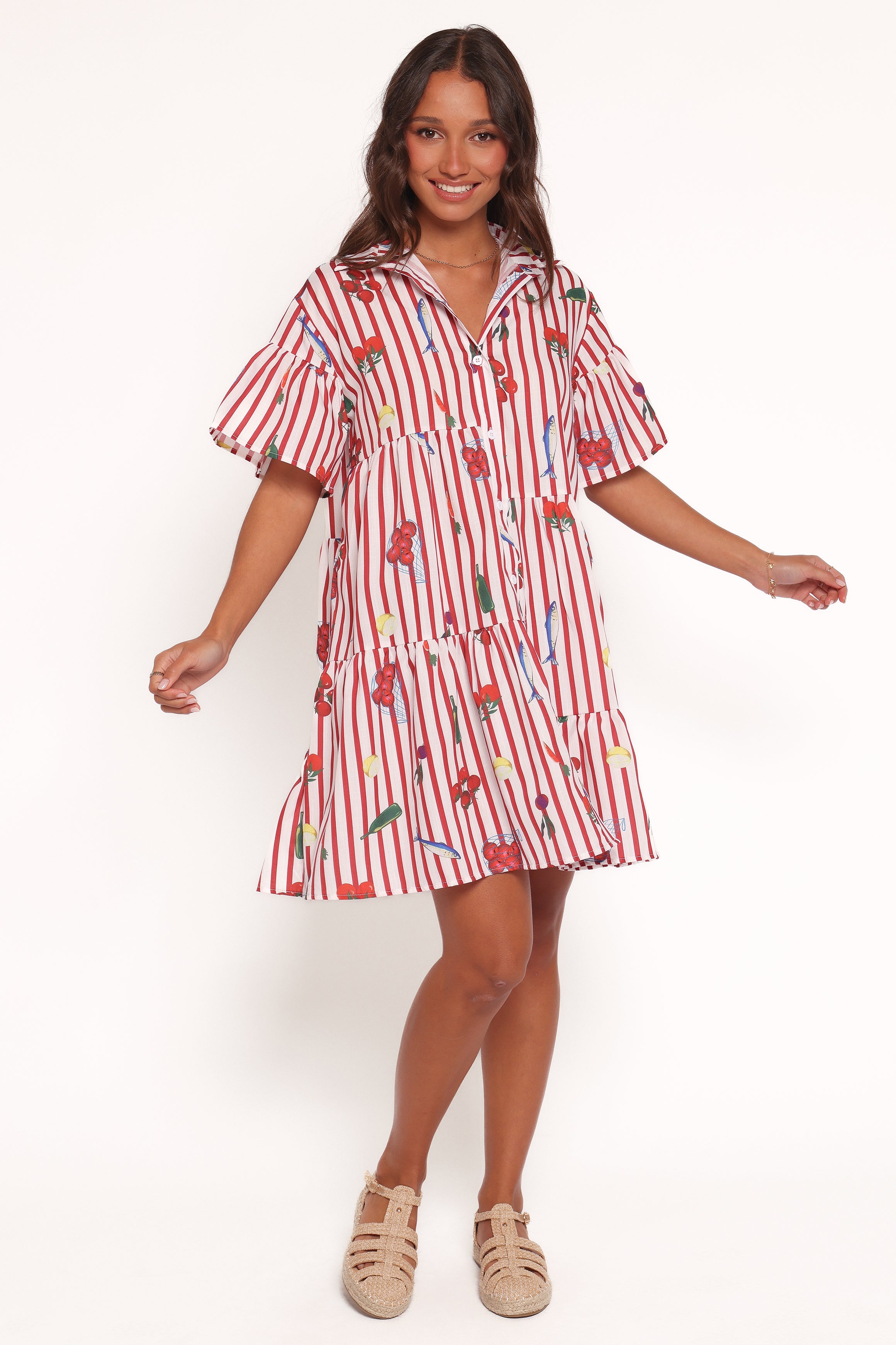 Petal and Pup USA DRESSES Peachy Mini Dress - Red Picnic Stripe