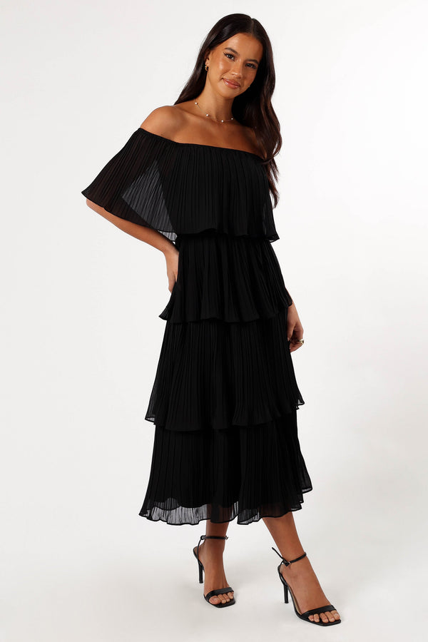 Petal and Pup USA DRESSES Pearson Strapless Midi Dress - Black