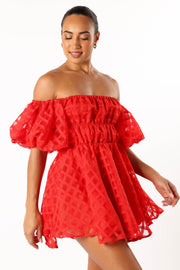 Petal and Pup USA DRESSES Philia Off Shoulder Mini Dress - Red