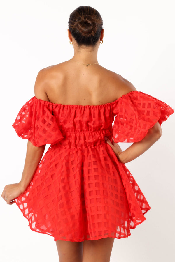 Petal and Pup USA DRESSES Philia Off Shoulder Mini Dress - Red