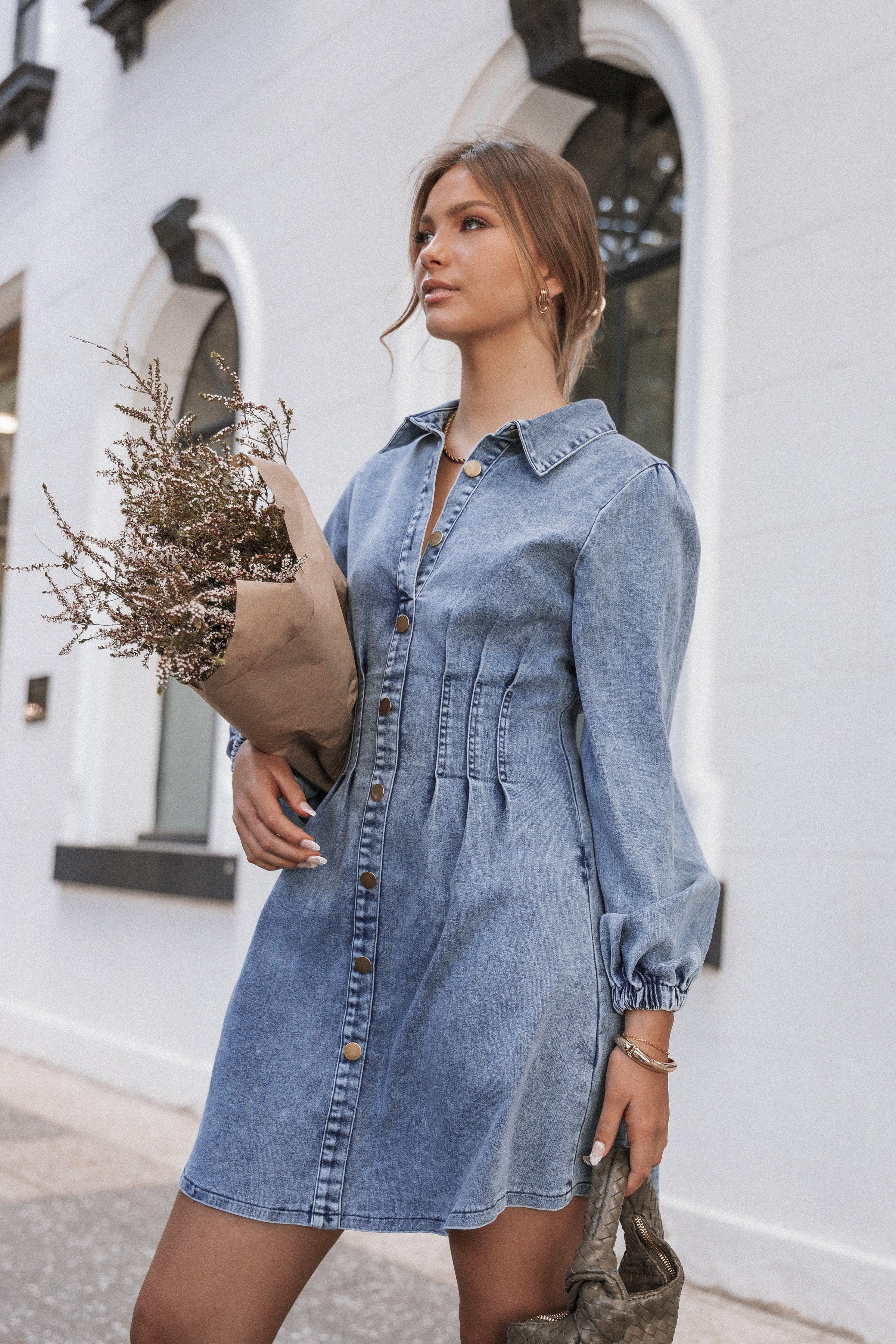 Phoenix Long Sleeve Mini Dress - Denim | Petal & Pup USA Phoenix Long Sleeve Mini Dress - Denim | Petal & Pup USA