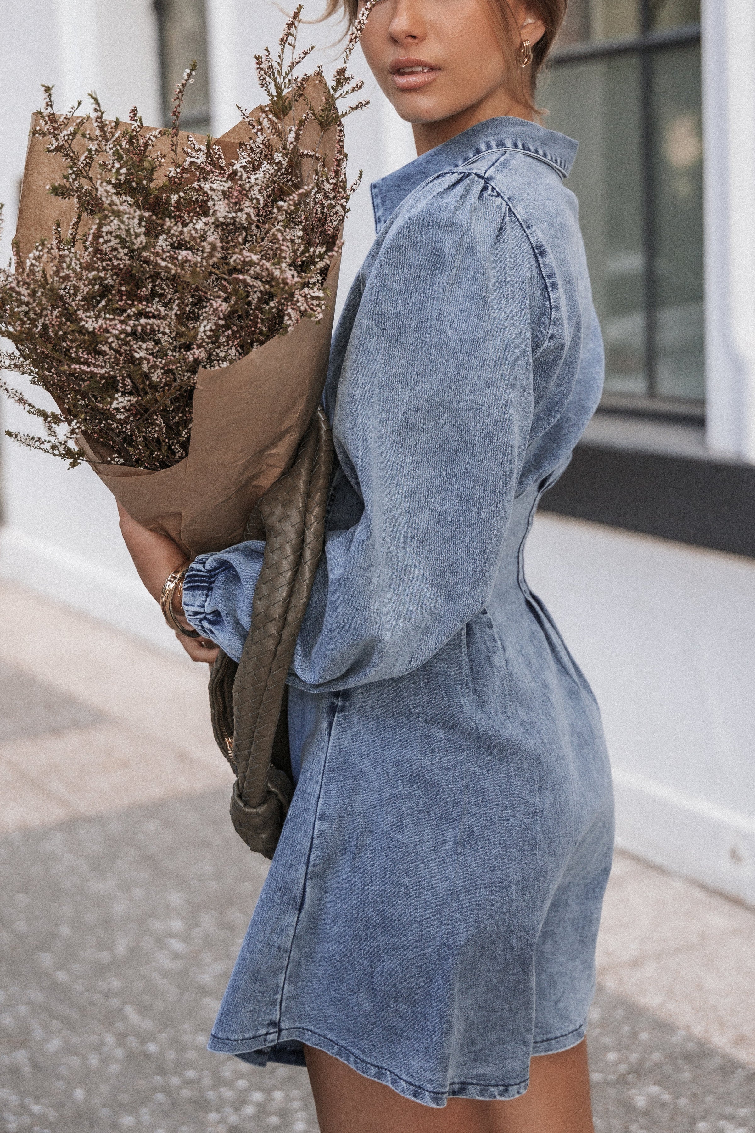 Petal and Pup USA DRESSES Phoenix Long Sleeve Mini Dress - Denim