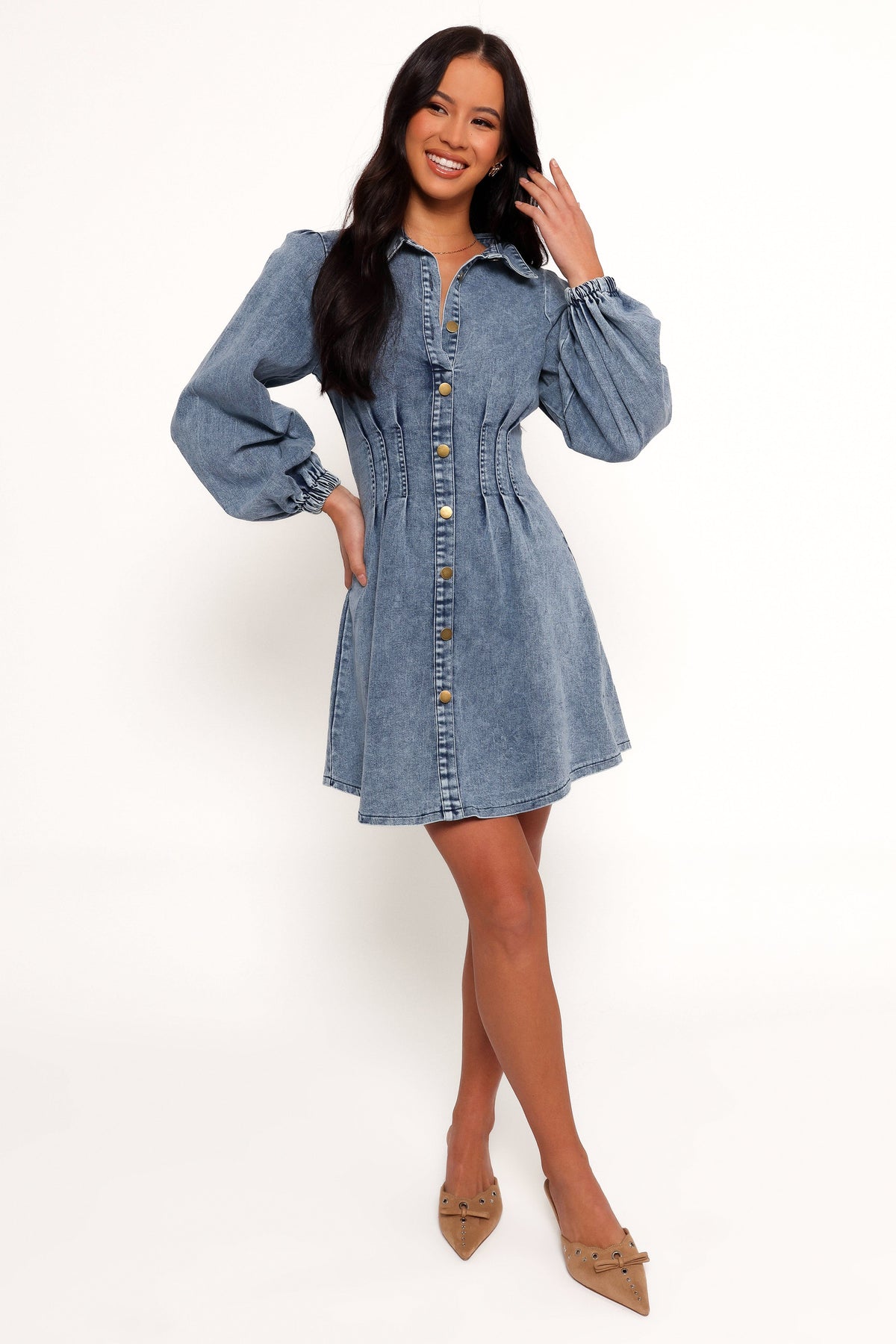 Phoenix Long Sleeve Mini Dress - Denim | Petal & Pup USA Phoenix Long Sleeve Mini Dress - Denim | Petal & Pup USA