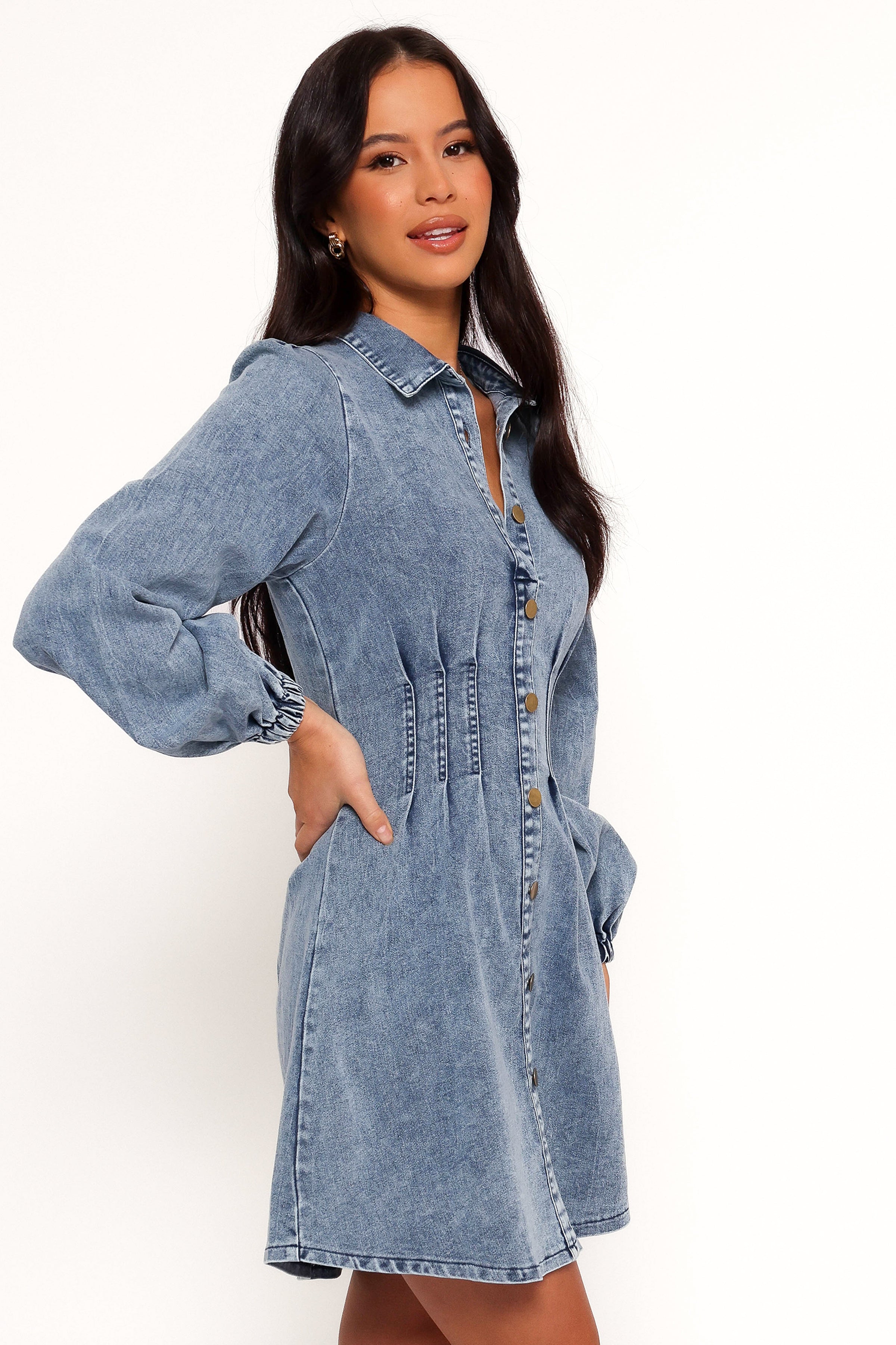 Petal and Pup USA DRESSES Phoenix Long Sleeve Mini Dress - Denim