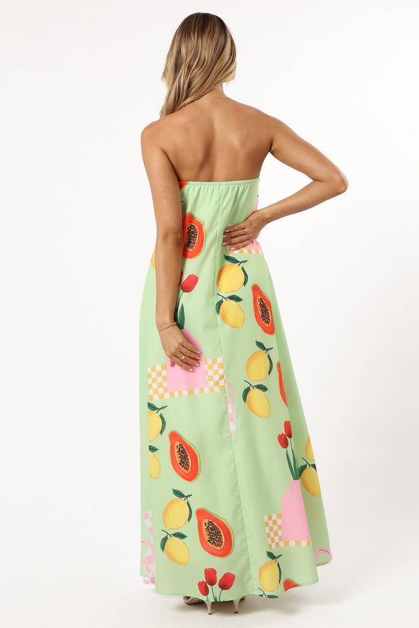 Petal and Pup USA DRESSES Piccolo Strapless Maxi Dress - Green Papaya