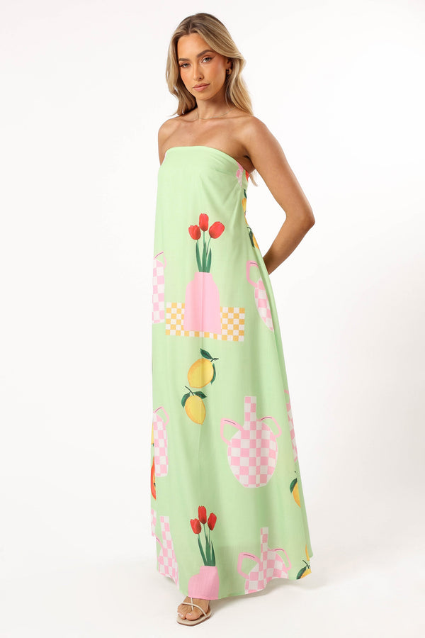 Petal and Pup USA DRESSES Piccolo Strapless Maxi Dress - Green Papaya