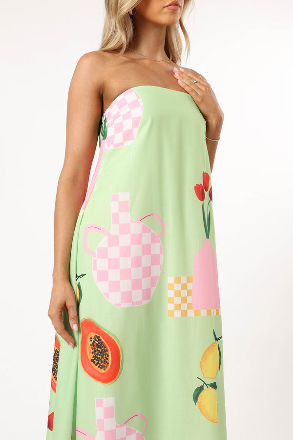 Petal and Pup USA DRESSES Piccolo Strapless Maxi Dress - Green Papaya