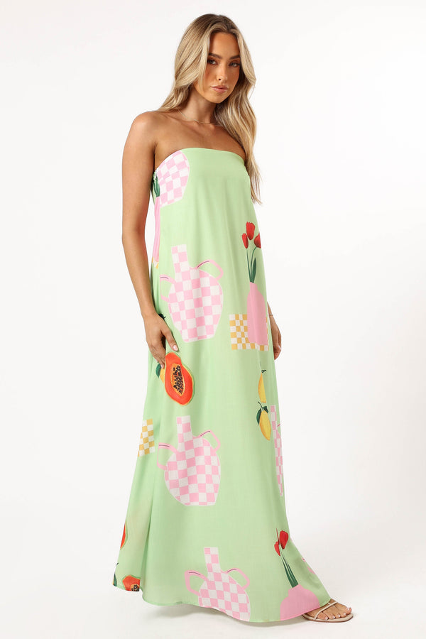 Petal and Pup USA DRESSES Piccolo Strapless Maxi Dress - Green Papaya