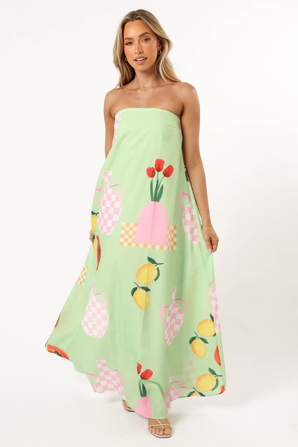 Petal and Pup USA DRESSES Piccolo Strapless Maxi Dress - Green Papaya