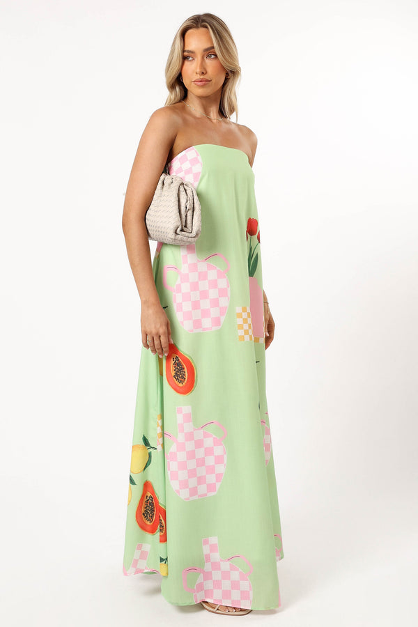 Petal and Pup USA DRESSES Piccolo Strapless Maxi Dress - Green Papaya