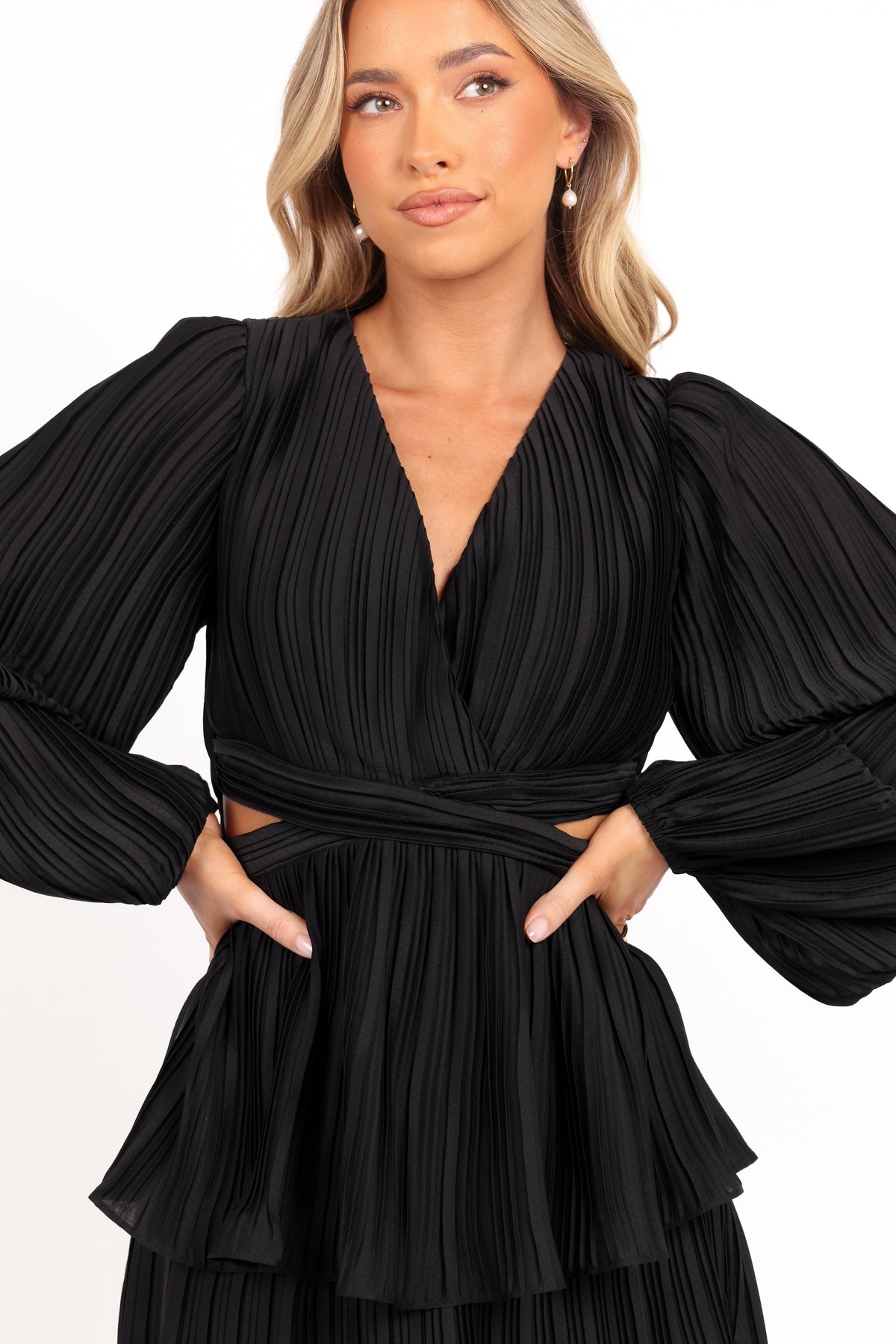 Pippa Long Sleeve Midi Dress - Black, S, Petal & Pup Pippa Long Sleeve Midi Dress - Black, S, Petal & Pup