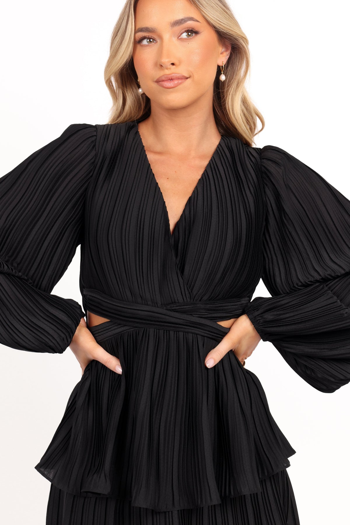 trumpet sleeve midi dress Tolu Ankara Print Bell Sleeve Midi dress with belts and pocket- Blue/ Black Multi