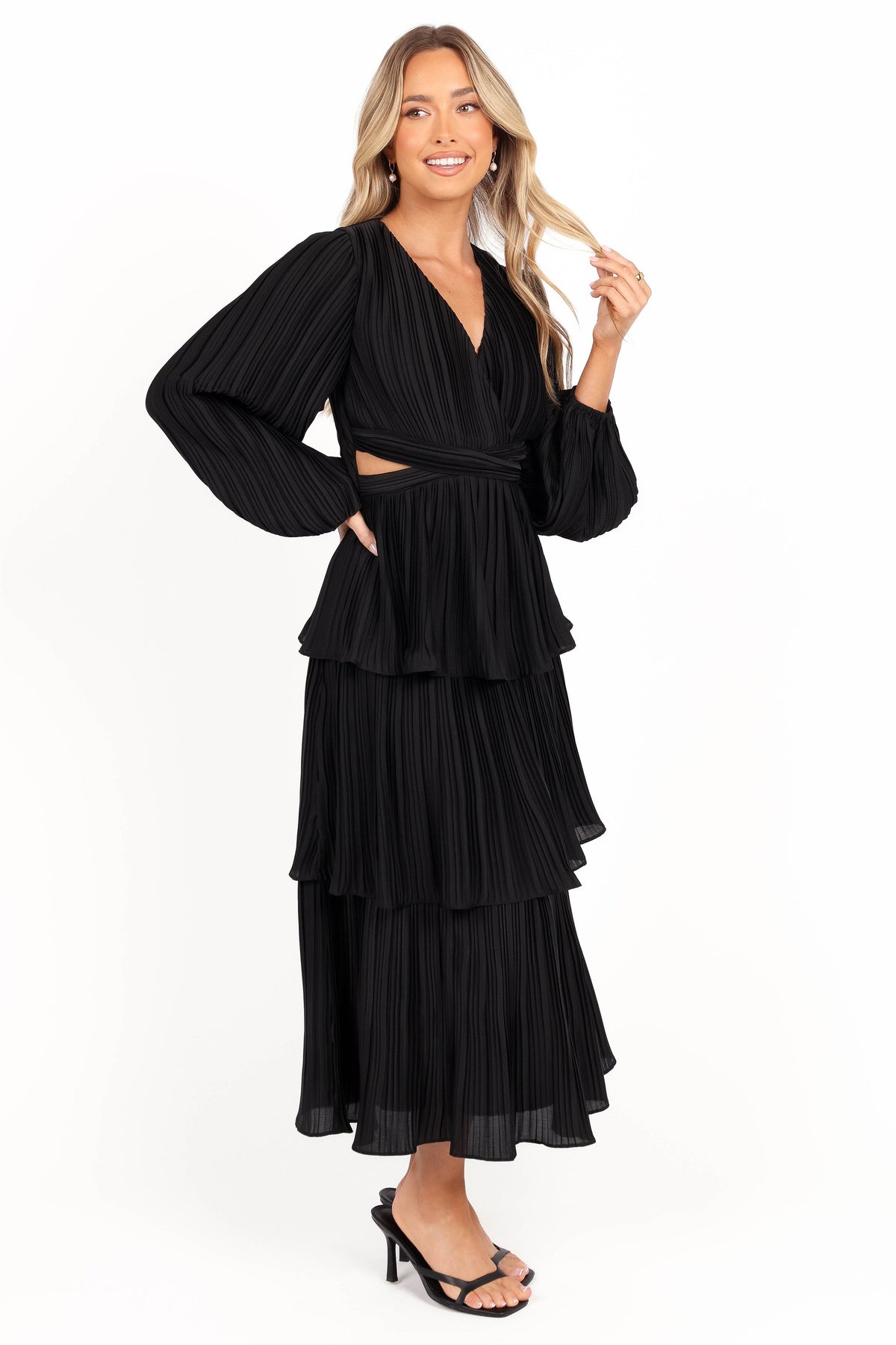 Pippa Long Sleeve Midi Dress - Black, S, Petal & Pup Pippa Long Sleeve Midi Dress - Black, S, Petal & Pup