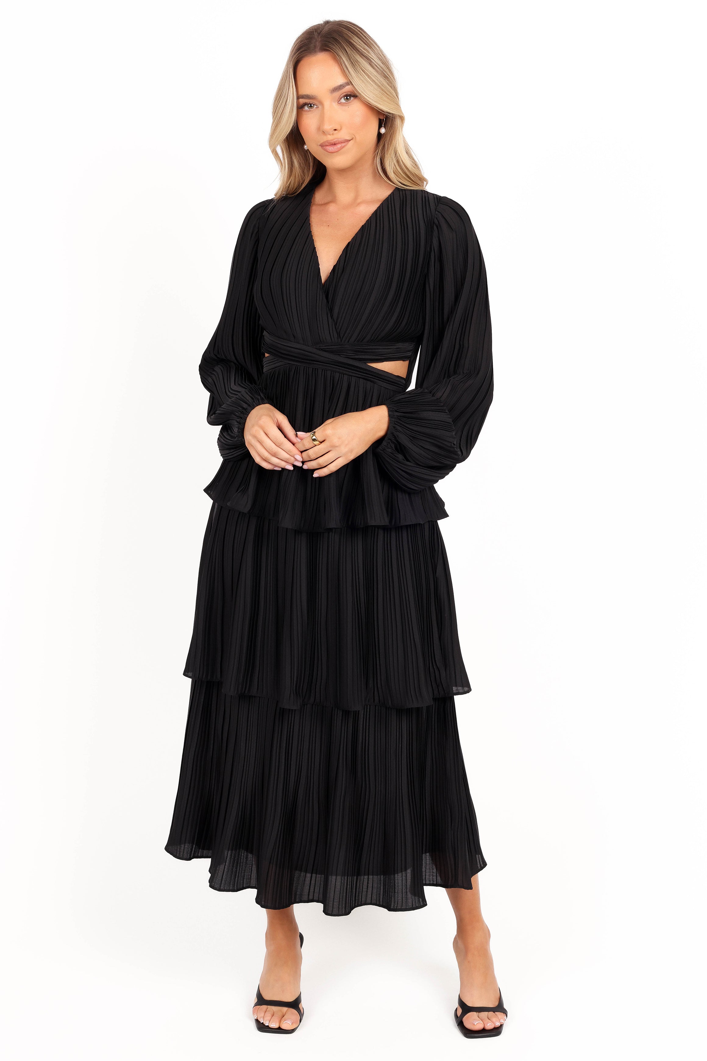 Petal and Pup USA DRESSES PIppa Long SLeeve Midi Dress - Black (Hold for Rack)