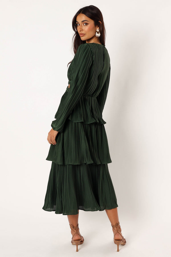 Petal and Pup USA DRESSES Pippa Long Sleeve Midi Dress - Emerald