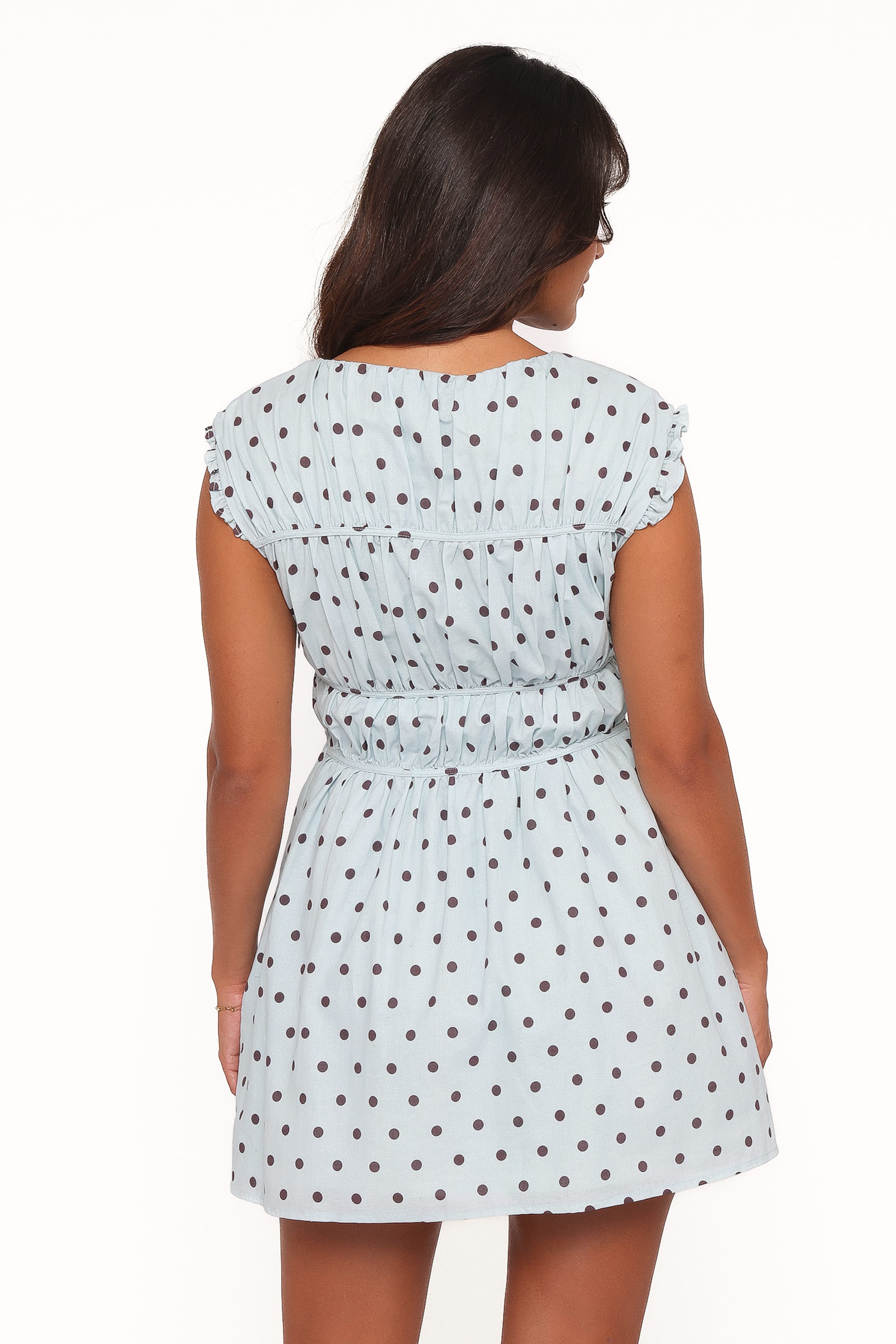 Petal and Pup USA DRESSES Pipper Mini Dress - Blue Polka Dot