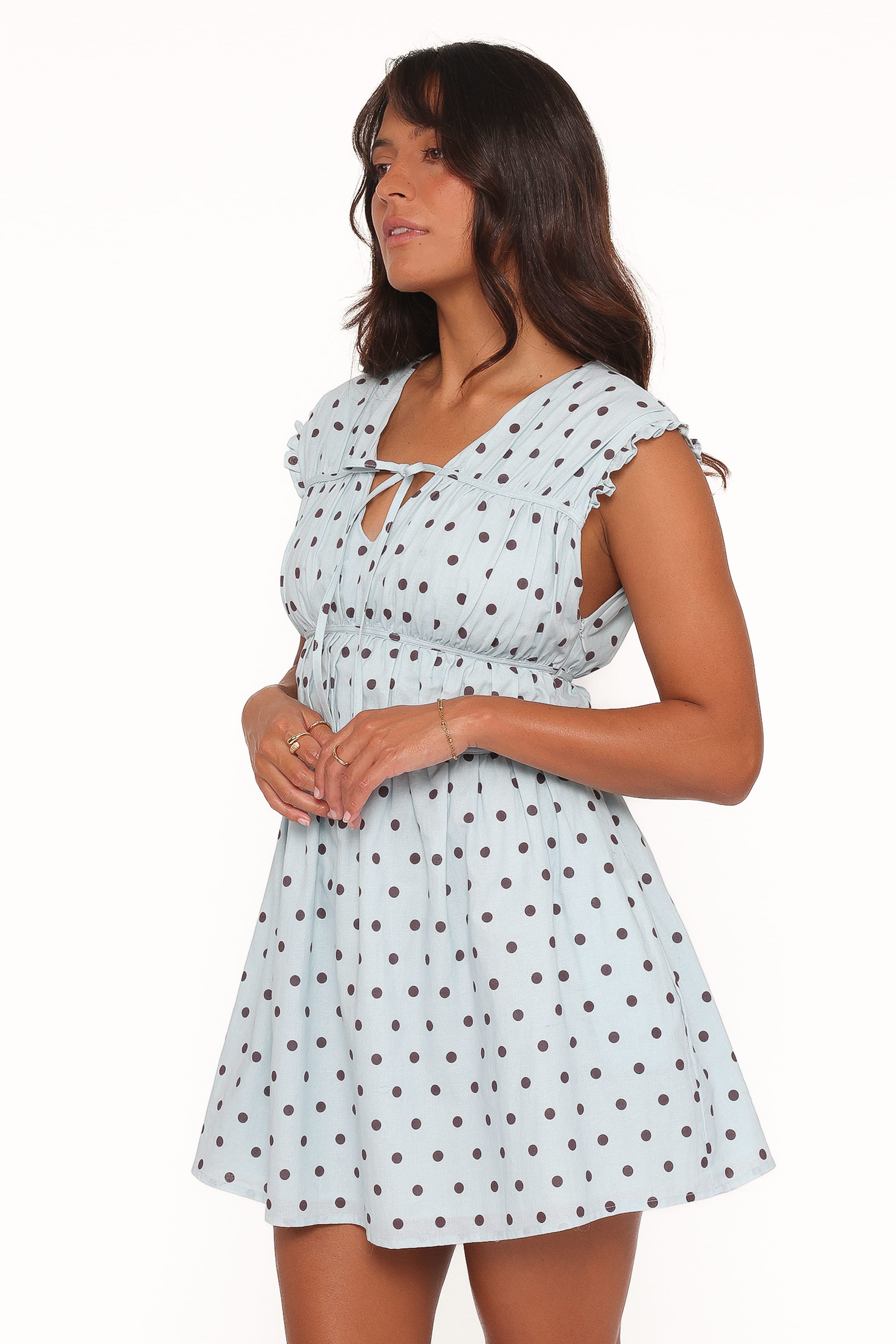 Petal and Pup USA DRESSES Pipper Mini Dress - Blue Polka Dot