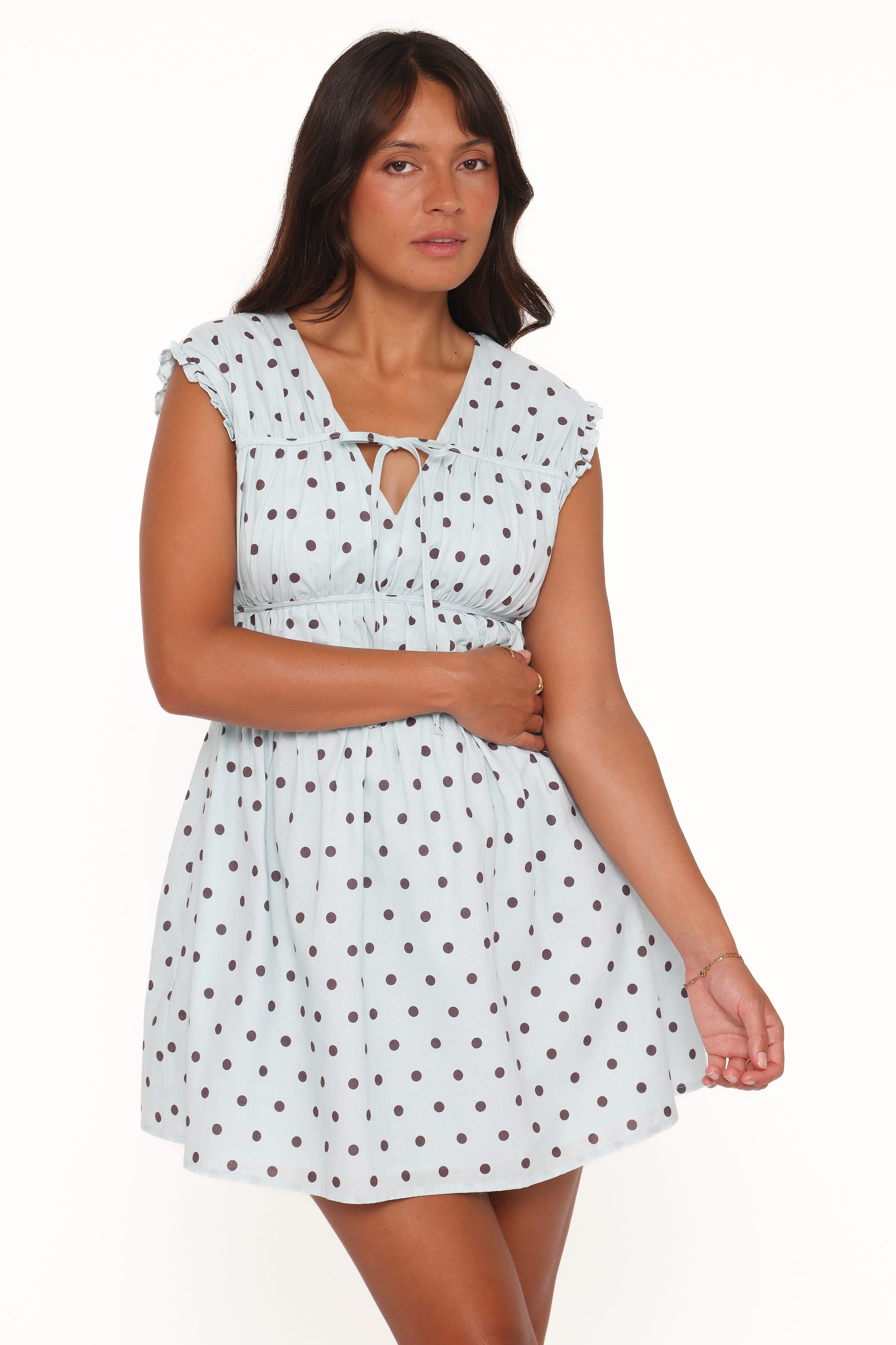 Petal and Pup USA DRESSES Pipper Mini Dress - Blue Polka Dot