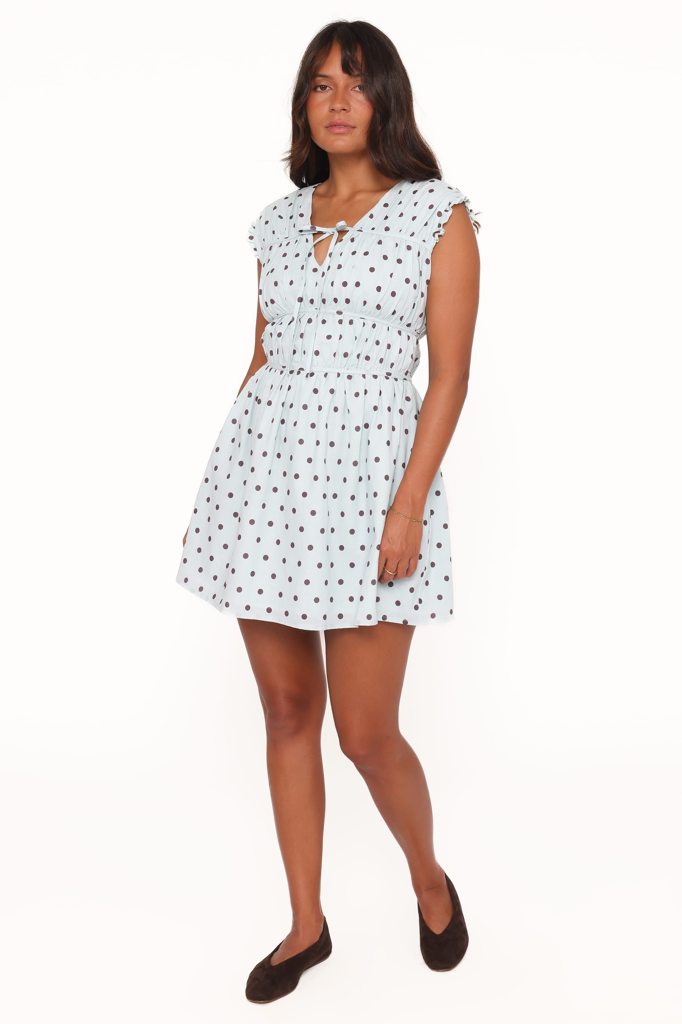 Petal and Pup USA DRESSES Pipper Mini Dress - Blue Polka Dot