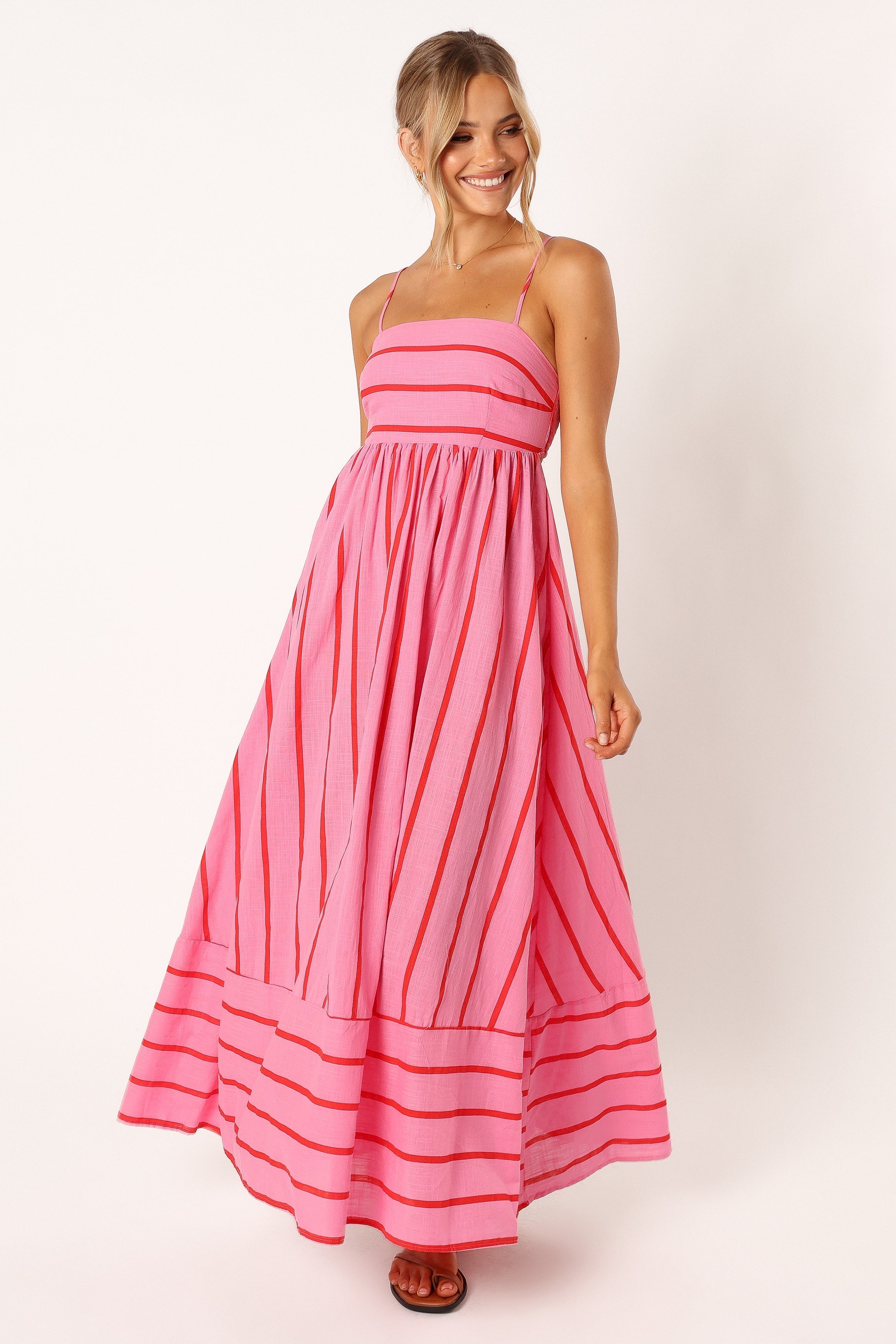 Red pink maxi dress top