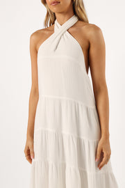 Petal and Pup USA DRESSES Plara Halterneck Maxi Dress - White