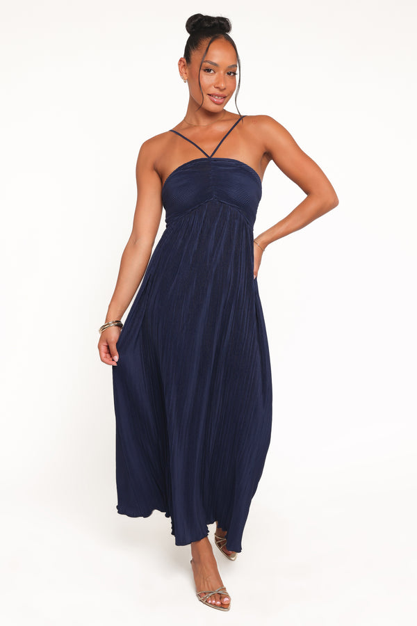 Petal and Pup USA DRESSES Polly Halterneck Maxi Dress - Navy