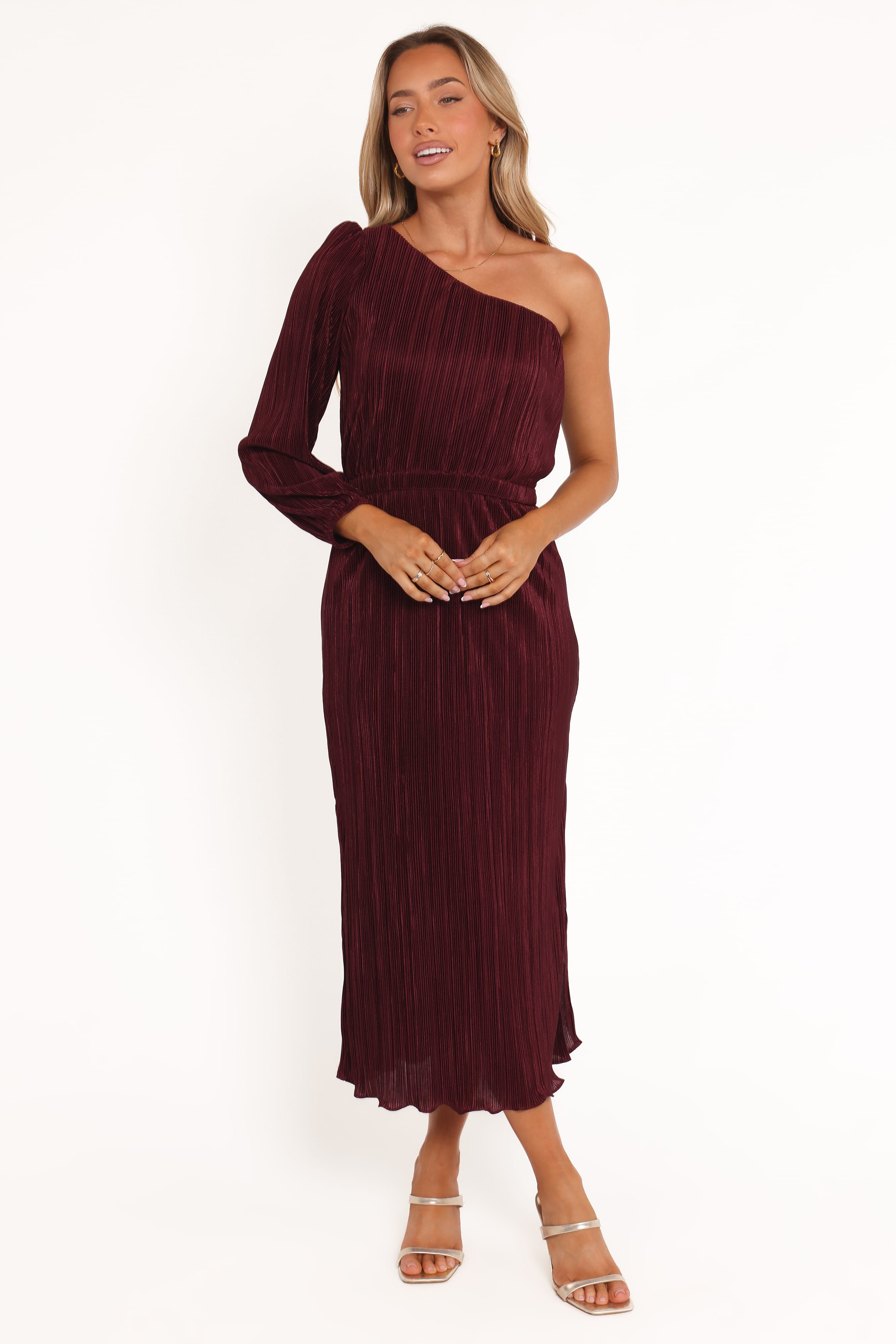 Petal and Pup Women's Pontee One Shoulder Pleated Midi Dress Petal and Pup Women's Pontee One Shoulder Pleated Midi Dress