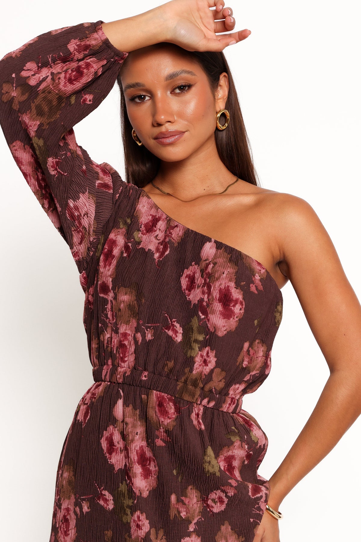 pontee plissé one shoulder midi dress Pontee One Shoulder Pleated Midi Dress