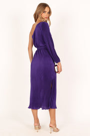 Petal and Pup USA DRESSES Pontee One Shoulder Pleated Midi Dress - Purple